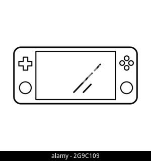 Console portatile per videogiochi. Icona contorno isolata su sfondo bianco. Illustrazione vettoriale Illustrazione Vettoriale