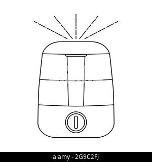 Icona del contorno dell'umidificatore. Illustrazione vettoriale isolata su sfondo bianco. Piccolo apparecchio per la casa. Simbolo degli utensili domestici per il web design. Illustrazione Vettoriale