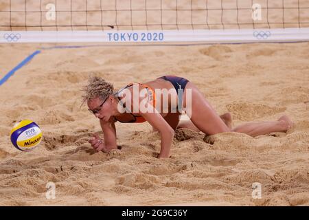 TOKYO, GIAPPONE - LUGLIO 25: Sanne Keizer dei Paesi Bassi in competizione sul Preliminary delle Donne - Pool B durante i Giochi Olimpici di Tokyo 2020 al Parco di Shiokaze il 25 Luglio 2021 a Tokyo, Giappone (Foto di PIM Waslander/Orange Pictures) NOCNSF Foto Stock