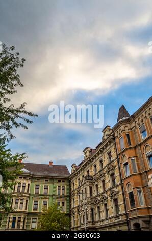 Tipica architettura tirolese a Innsbruck, Austria Foto Stock