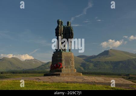 The British Commando Memorial in the Scottish Highlands, UK Foto Stock