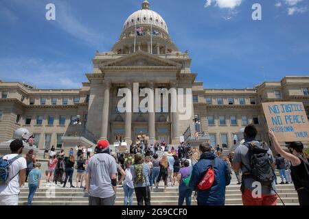 Attivista anti-razzismo fuori dalla capitale boise Foto Stock