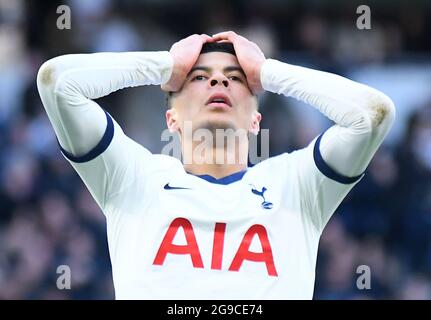 LONDRA, INGHILTERRA - 1 marzo 2020: Il DELE Alli di Tottenham reagisce durante il gioco della Premier League 2020/21 tra il Tottenham Hotspur FC e il Wolverhampton FC al Tottenham Hotspur Stadium. Foto Stock