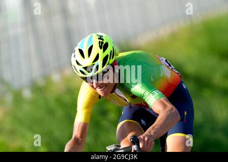 Shizuoka, Giappone. 25 luglio 2021. Rasa Leleivyte (LTU) Ciclismo : la corsa della strada delle Donne durante i Giochi Olimpici di Tokyo 2020 al circuito Internazionale di Fuji a Shizuoka, Giappone . Credit: Shutaro Mochizuki/AFLO/Alamy Live News Foto Stock