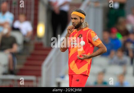 Manchester, Regno Unito. 25 luglio 2021. Imran Tahir di Birmingham Phoenix a Manchester, Regno Unito il 7/25/2021. (Foto di Conor Molloy/News Images/Sipa USA) Credit: Sipa USA/Alamy Live News Foto Stock