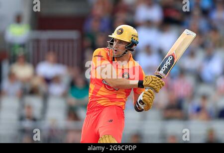 Manchester, Regno Unito. 25 luglio 2021. Liam Livingstone di Birmingham Phoenix a Manchester, Regno Unito, il 7/25/2021. (Foto di Conor Molloy/News Images/Sipa USA) Credit: Sipa USA/Alamy Live News Foto Stock