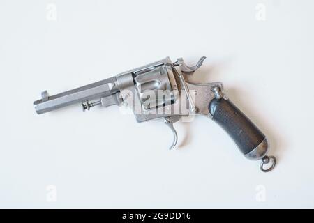 Bodeo 1889 Revolver, tipo A, configurazione pre WWI con sicurezza de Lauso. Pista a rotazione, sistema Bodeo, modello 1889; sicura De Lauso. Foto Stock