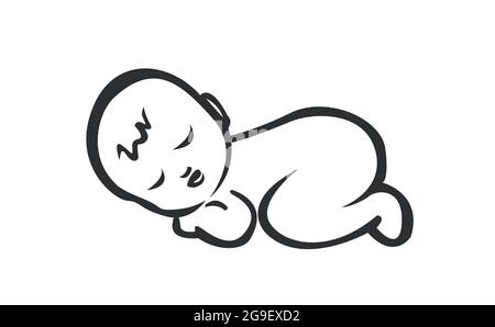 Simbolo del bambino addormentato isolato su sfondo bianco. Vettore stock Illustrazione Vettoriale