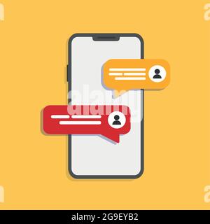 Chat sul social network sullo smartphone. Vettore stock. Illustrazione Vettoriale