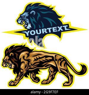 Collezione di illustrazioni vettoriali Premium Design con logo Lion Illustrazione Vettoriale