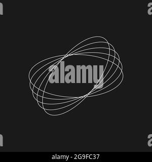 Composizione di ellissi retrofuturistici. Elemento di design digitale cyber-retro. Cerchi in stile cyberpunk anni '80. Geometria circolare per poster, copertina in Illustrazione Vettoriale