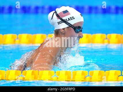 Il Kate Douglass degli Stati Uniti durante i 200m individuali delle Donne Medley Heat 2 al Tokyo Aquatics Center il terzo giorno dei Giochi Olimpici di Tokyo 2020 in Giappone. Data immagine: Lunedì 26 luglio 2021. Foto Stock