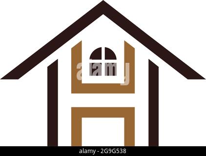 Letter H home house logo icona flat concept design vettoriale Illustrazione Vettoriale