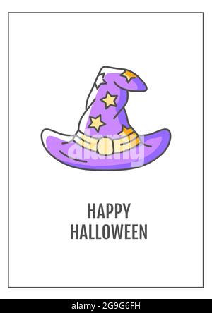 Happy biglietto d'auguri Halloween con elemento a icona a colori Illustrazione Vettoriale