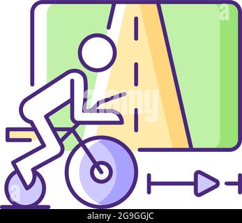 Icona colore RGB dell'app per il ciclismo virtuale. Illustrazione Vettoriale
