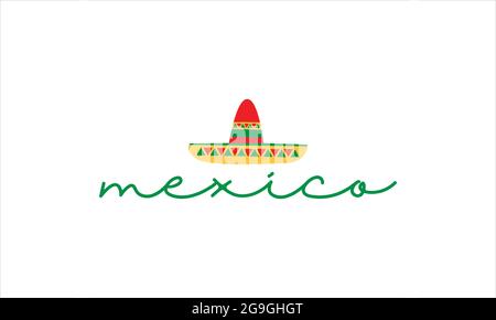 Tradizionale messicano cappello tipografia icona logo deign vettore illustrazione Illustrazione Vettoriale