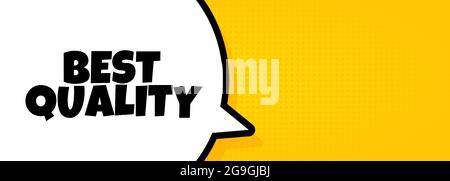 Migliore qualità. Banner a bolle vocali con testo di qualità migliore. Altoparlante. Per il commercio, il marketing e la pubblicità. Vettore su sfondo isolato. EPS 10 Illustrazione Vettoriale
