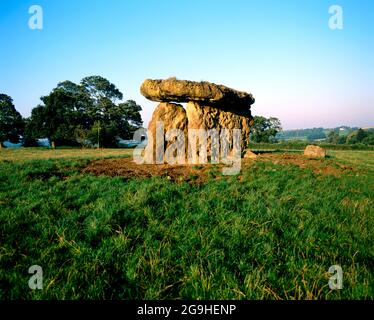 Maes Y Felin o St Lythans sepoltura camera, Vale of Glamorgan, South Wales, Regno Unito. Foto Stock