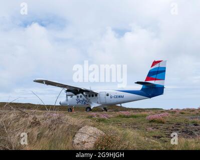 St Mary's Airport, St Mary's, Isles of Scilly, Cornovaglia, Inghilterra, REGNO UNITO. Foto Stock