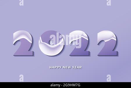 Decorazione vacanza 3D Golden 2022 su sfondo grigio. Buon Natale o felice anno nuovo design. Biglietto d'auguri vettoriale, banner, concetto di celebrazione con Illustrazione Vettoriale