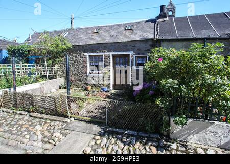 L'architettura volgare di Footdee - un villaggio di pescatori storico ad Aberdeen Harbour, Scozia. Foto Stock