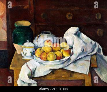 Still Life with Commode di Paul Cezanne (1839-1906), olio su tela, c.. 1887/8 Foto Stock