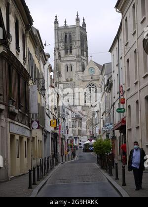 La cattedrale gotica di Meaux, in Francia nel centro della città Foto Stock
