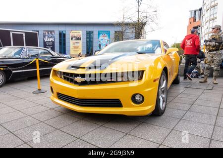 Auto dal film Transformers in mostra ad un convegno Foto Stock