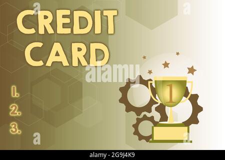 Scrittura con visualizzazione del testo carta di credito. Business idea un metodo di pagamento elettronico e plastico per l'acquisto di merci moderne tecniche di scrittura script Foto Stock