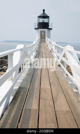 Faro di Marshall Point (1857 attuale torre 1832) a Port Clyde, Maine. Era una scena nel film Forest Gump Foto Stock