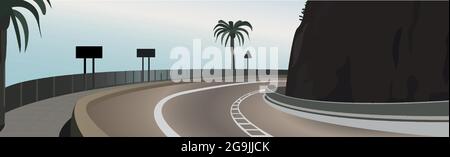 Paesaggio tortuoso strada lasciando in lontananza, serpentina - illustrazione vettoriale Illustrazione Vettoriale