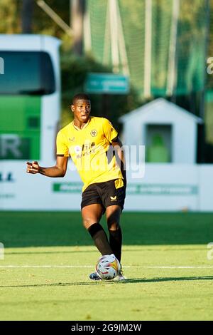 Marbella, Spagna. 26 luglio 2021. Yerson Mosquera visto durante la partita pre-stagione amichevole tra UD Las Palmas e Wolverhampton Wanderers al Marbella Football Center.Punteggio finale: (UD Las Palmas 3-2 Wolverhampton Wanderers) Credit: SOPA Images Limited/Alamy Live News Foto Stock