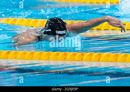 TOKYO, GIAPPONE - LUGLIO 26: Federica Pellegrini d'Italia in competizione tra le donne 200m Freestyle durante le Olimpiadi di Tokyo 2020 al Tokyo Aquatics Center il 26 luglio 2021 a Tokyo, Giappone (Foto di Giorgio Scala/Orange Pictures) Foto Stock