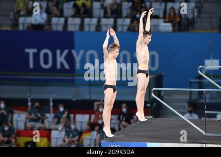 SERBIN Oleh, SEREDA Oleksii (UKR), 26 luglio 2021. Immersioni - da uomo sincronizzato 10 m Platform Final al Tokyo Aquatics Center di Tokyo, Giappone. Credit: Akihiro Sugimoto/AFLO SPORT/Alamy Live News Foto Stock