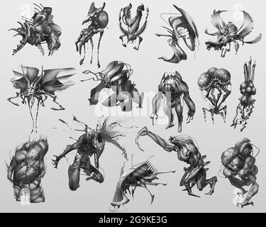 mostro e creatura del personaggio digital painted concept Foto Stock