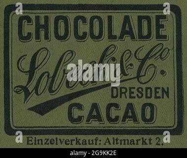 Europa, Germania, Sassonia, Dresda, pubblicità per ' Chocolate Lobeck and Co cacao / Dresden', DIRITTI-AGGIUNTIVI-INFORMAZIONI-DI-LIQUIDAZIONE-NON-DISPONIBILI Foto Stock