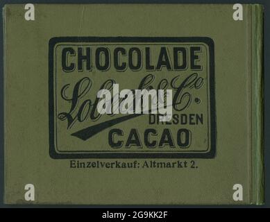 Europa, Germania, Sassonia, Dresda, pubblicità per ' Chocolate Lobeck and Co cacao / Dresden', DIRITTI-AGGIUNTIVI-INFORMAZIONI-DI-LIQUIDAZIONE-NON-DISPONIBILI Foto Stock