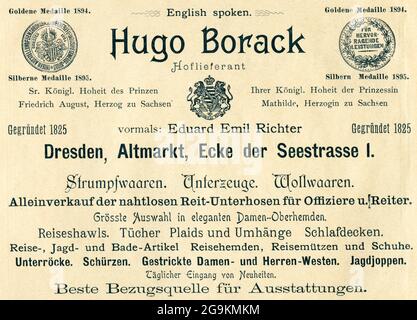 Europa, Germania, Sassonia, Dresda, pubblicità per il negozio di chiusura " Hugo Borack", DIRITTI-AGGIUNTIVI-AUTORIZZAZIONE-INFORMAZIONI-NON-DISPONIBILI Foto Stock