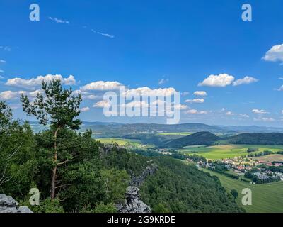 Vista panoramica della Svizzera sassone in Sassonia Foto Stock