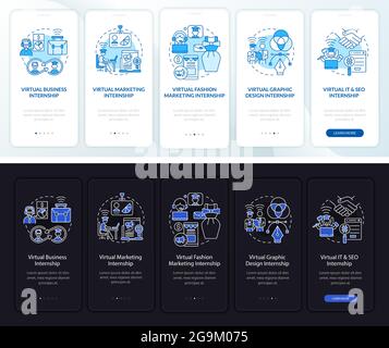 Aree di internship remota nella schermata della pagina dell'app mobile Illustrazione Vettoriale