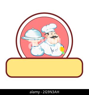 Illustrazione vettoriale disegno di cartone animato di ristorante e il relativo logo o icona di cibo. Buono per icona alimenti, marchio di cibo, prodotto alimentare, il logo del menu cibo Illustrazione Vettoriale