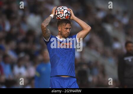 Luke Chambers of Colchester United - Colchester United v Tottenham Hotspur, Pre-Season friendly, JobServe Community Stadium, Colchester, UK - 21 luglio 2021 Foto Stock