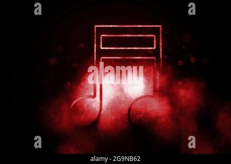 Simbolo di nota trasmesso via IR sedicesimo, sfondo musicale, simbolo blu Foto Stock