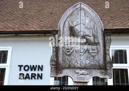 Village Sign, The Street, Smarden, Kent, Inghilterra, Gran Bretagna, Regno Unito, Europa Foto Stock