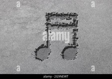 Beamed sedicesimo simbolo di nota, sfondo musicale, robusto, sfondo argento Foto Stock