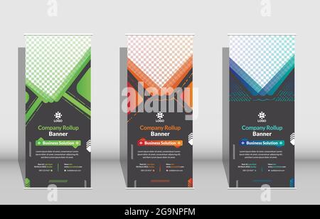 Green gradient verticale roll up o stand banner modello xbanner business tema layout brochure Premium Vector Illustrazione Vettoriale