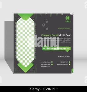 Green Square gradient social media post template business theme Instagram layout Premium Vector Illustrazione Vettoriale