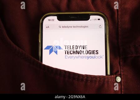 KONSKIE, POLONIA - 22 luglio 2021: Logo Teledyne Technologies Incorporated visualizzato sul telefono cellulare Foto Stock