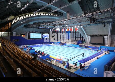 Tokyo, Giappone. Il 2021 Tokyo Tatsumi International Swimming Center Water Polo : il primo round maschile durante i Giochi Olimpici di Tokyo 2020 al Tokyo Tatsumi International Swimming Center di Tokyo, Giappone . Credit: Naoki Morita/AFLO SPORT/Alamy Live News Foto Stock