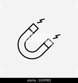 Icona della linea del logo del vettore magnetico. Il settore dei campi elettromagnetici attrae il concetto Illustrazione Vettoriale